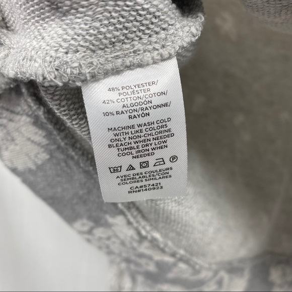 LOFT gray floral print destructed crop sweater L - Picture 5 of 13